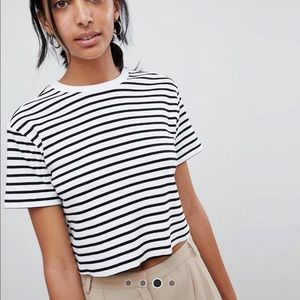 ASOS Boxy Crop Striped T-Shirt